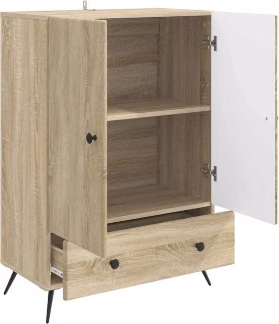 Credenza Buffet e Madia Moderna in Legno Rovere Sonoma, L 66 cm x P 34,5 cm x H 95 cm