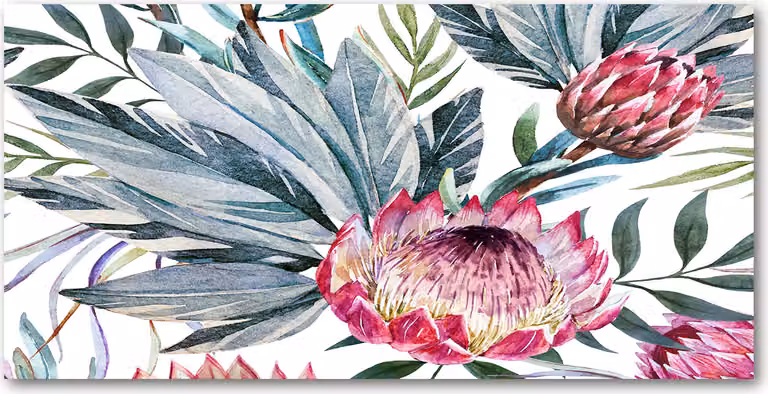 Pannello protettivo per cucina Tulup® in vetro temperato - 100x50 - Protezione anti-schizzi realizzata in vetro temperato. Motivo decorativo: fiori e piante, zuccheriera