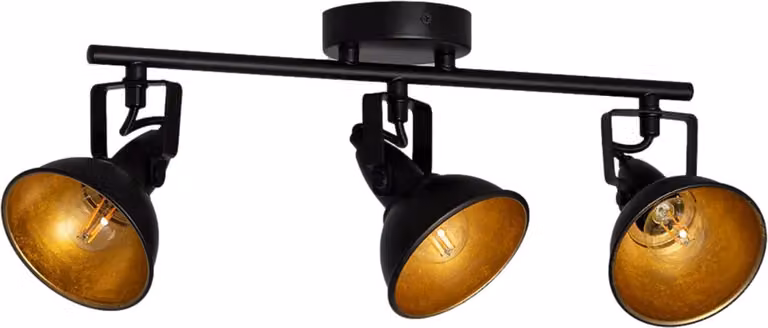 Lampada da soffitto retrò in stile loft, nera, 50 cm, 3xE14, Abruzzo Orte