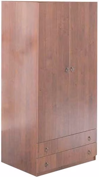 Armadio componibile con 2 ante e 2 cassetti noce antico Cm 90x60xH 180