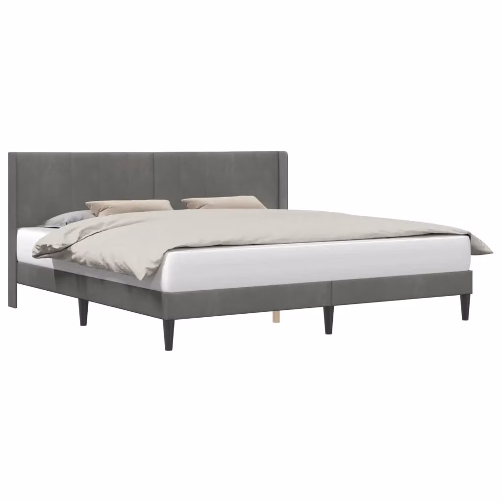 Struttura del letto moderna vidaXL in velluto grigio con dimensioni L/P/H: 180 x 200 x 102 cm – 2