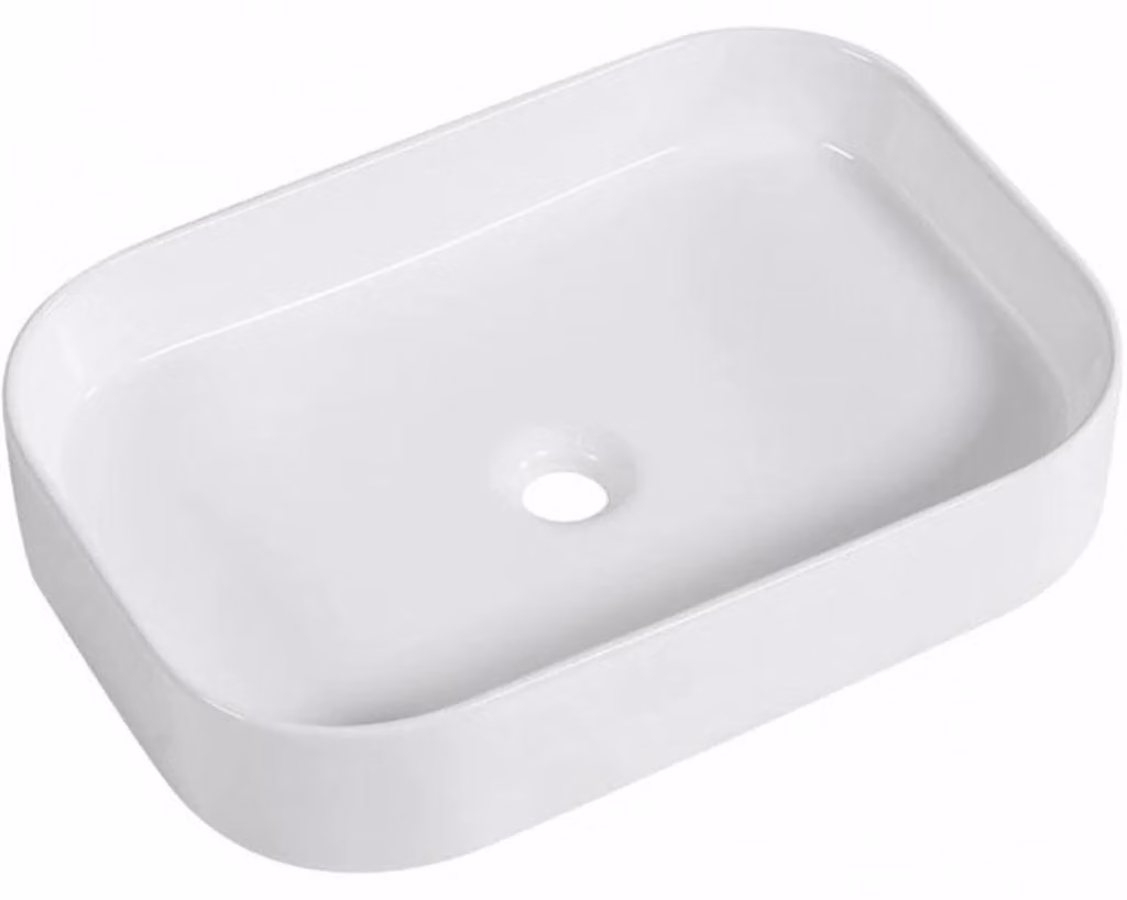 CERANO - Lavabo in Vetroceramica Matteo - da appoggio - bianco lucido - 55,5x38 cm