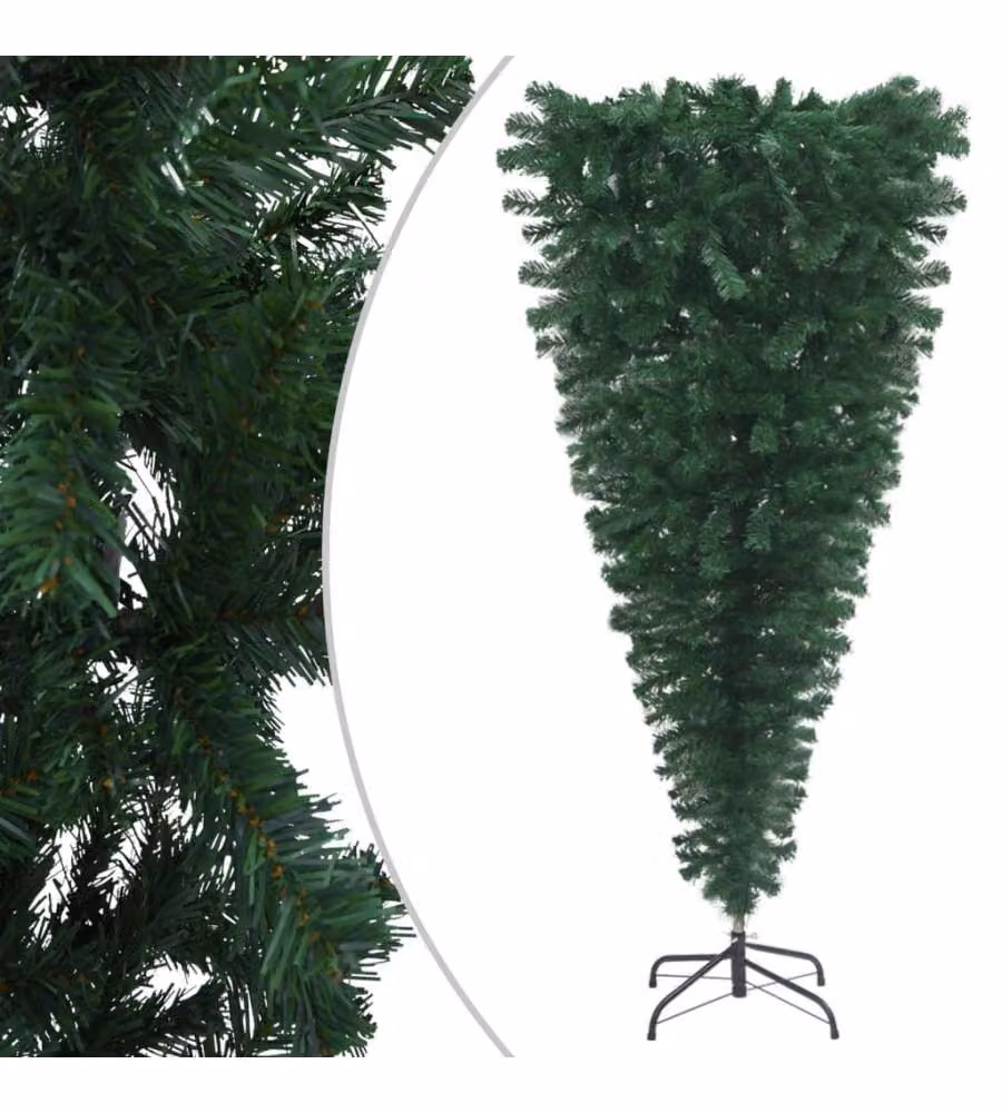 Albero di Natale Artificiale Capovolto con Supporto Verde 210 cm PVC