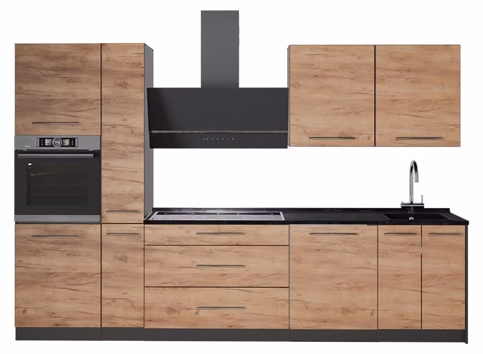 Cucina componibile Vicco Fame-Line Rovere dorato/Antracite 310 cm, PL Antracite, Model 64260