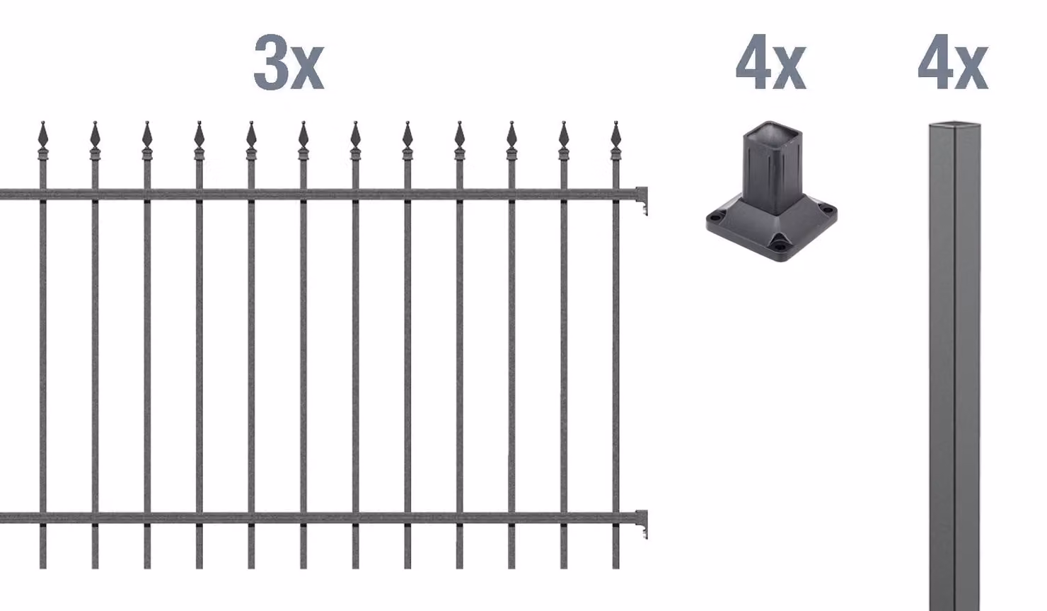 Alberts 510831 Set completo di recinzione Chaussee, da avvitare, antracite, altezza 120 cm, lunghezza 6 m