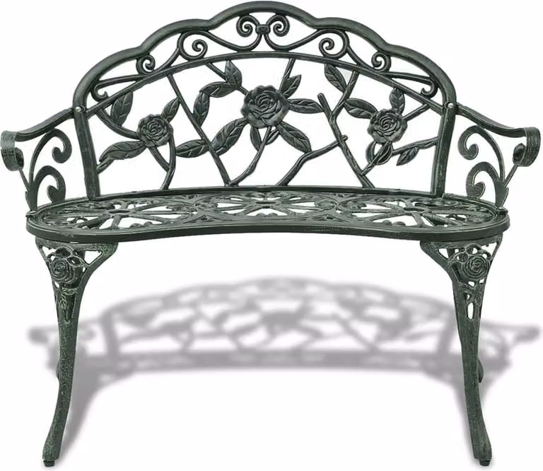 Panchina da Giardino 100 cm in Alluminio Pressofuso Verde