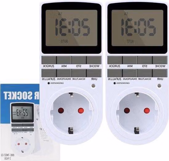 Timer digitale con display LCD per 2 prese - 10 modalità programmabili - Modalità 12/24 ore