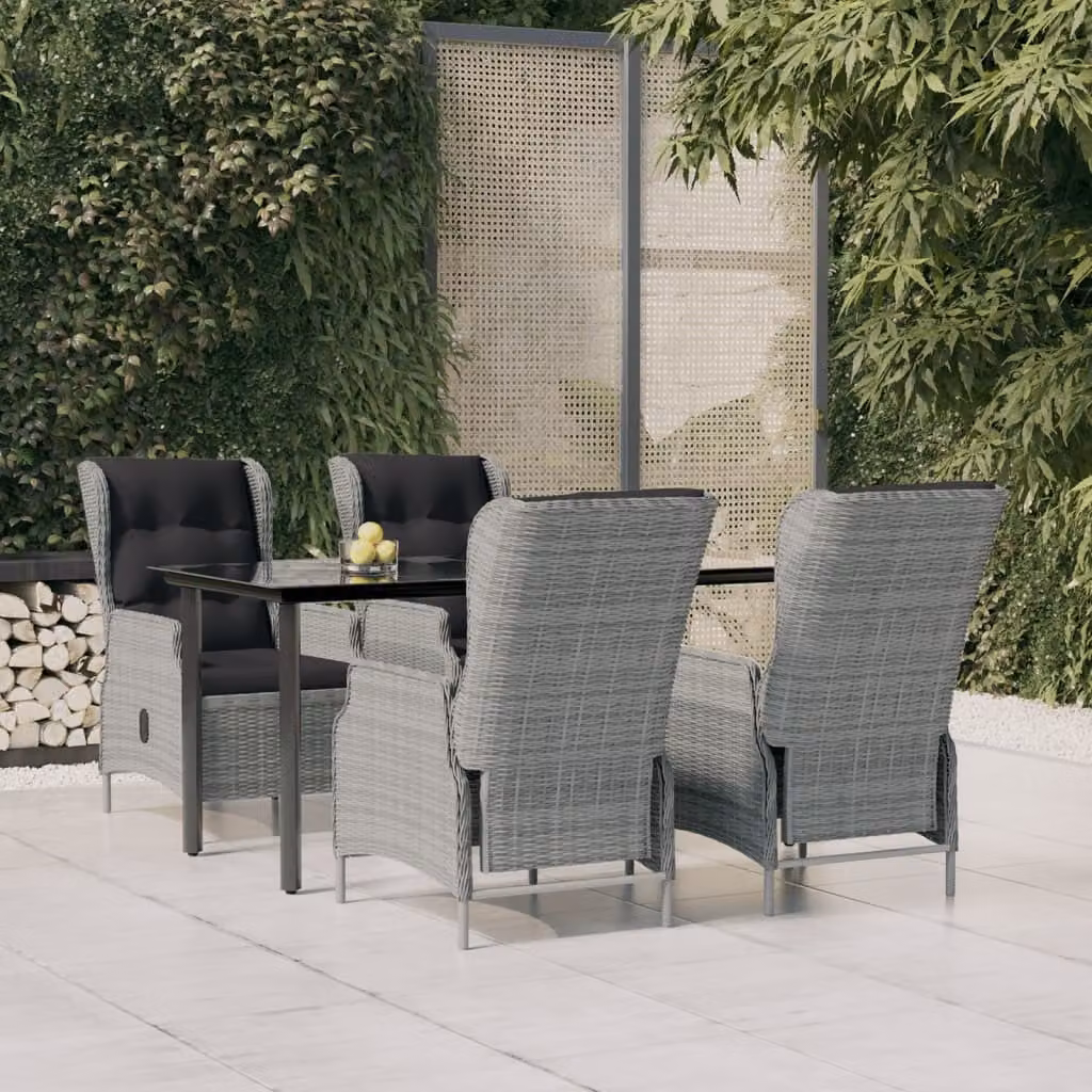 Maison Exclusive - Set da pranzo da giardino 5 pezzi in rattan sintetico grigio chiaro