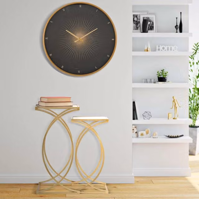 Set da 2 tavolini da salotto modulabili DMORA Gane, colore oro e trasparente, L/P/H: 35 x 35 x 70 cm – 1