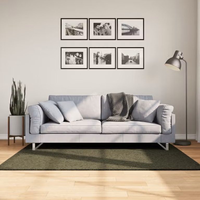 vidaXL Tappeto HUARTE a Pelo Corto Verde Bosco, Lavabile e Antiscivolo, L: 170 cm x P: 120 cm, Spessore: 1,8 cm