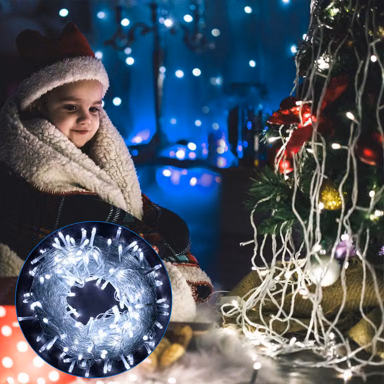 Jopassy LED luci di fata luci di tenda decorazione luci di tenda con 300 LED 8 modalità di luce USB luci di fata per Natale-IP44 bianco freddo