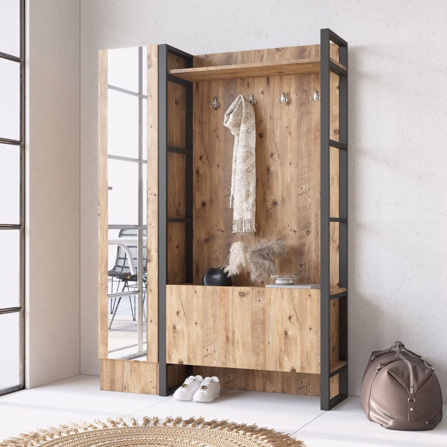 Skye Decor, Ml16-A, armadi, portaoggetti, pino atlantico, 90 x 180 x 34 cm