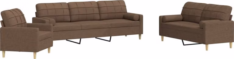 Maison Exclusive - Set divano a 3 pezzi con cuscini decorativi in tessuto marrone