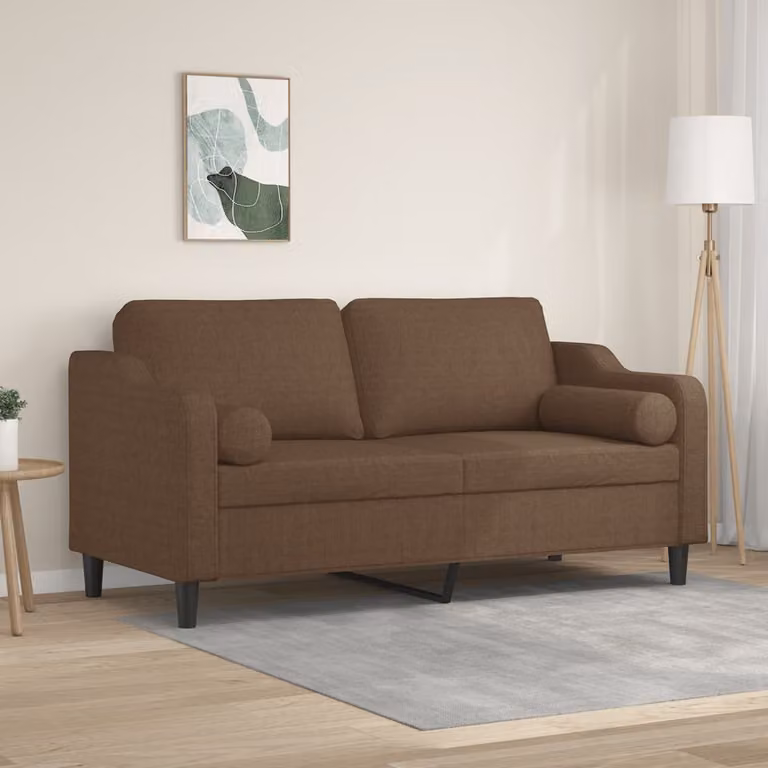 vidaXL Divano a 2 Posti Moderno in Tessuto Marrone con Cuscini e Rivestimenti Rimovibili