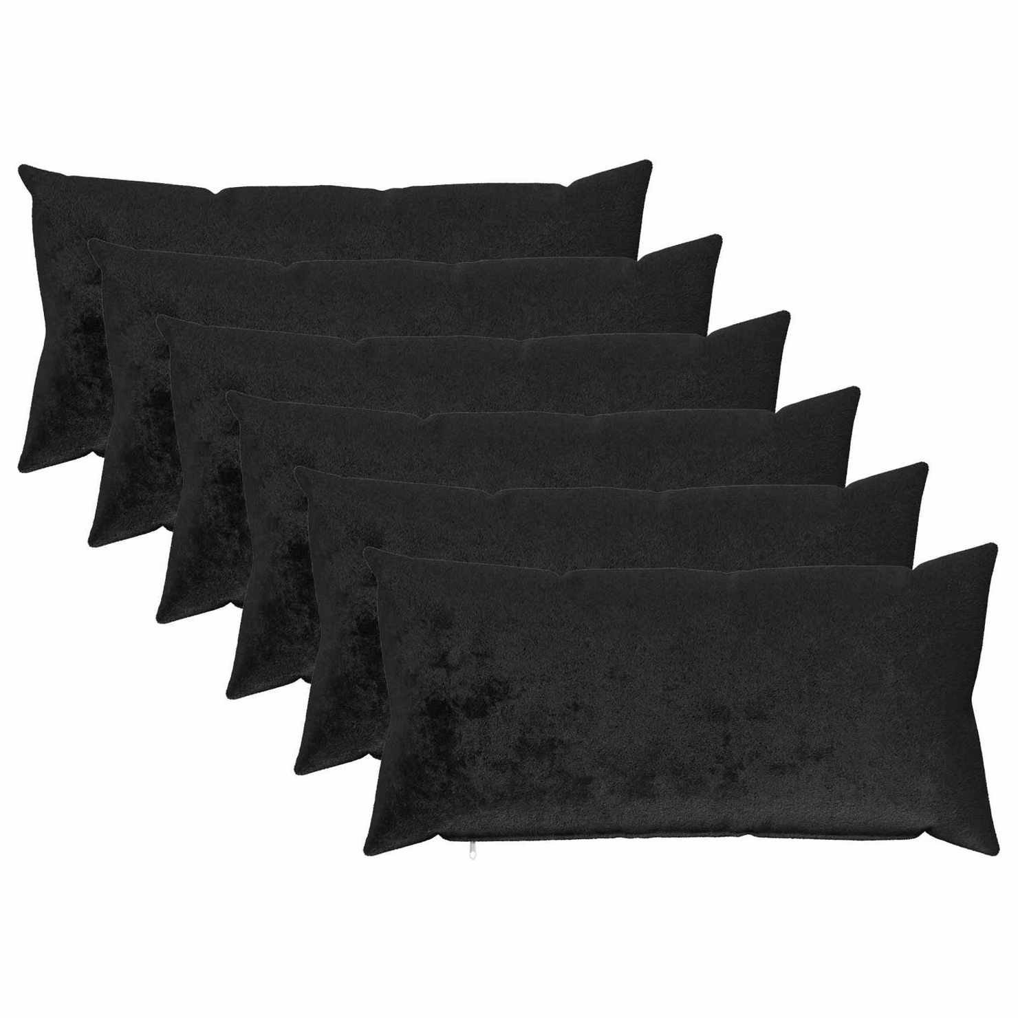 Set di 6 federe vidaXL HEERLEN in flanella nera, L 40 cm x P 80 cm