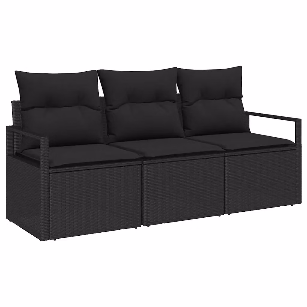 Set Divano da Giardino a L vidaXL in Polyrattan Nero con Cuscini e Struttura in Acciaio Verniciato a Polvere – 2