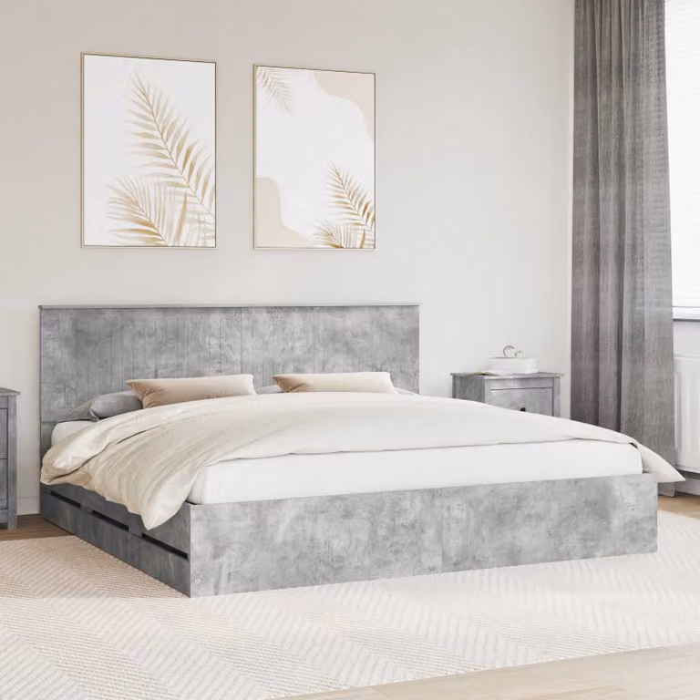 Struttura del letto con cassetto vidaXL in legno MDF Grigio, 200 x 200 cm
