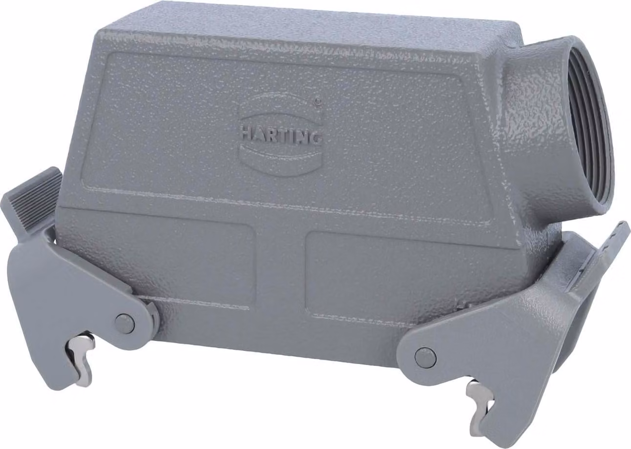 HARTING Han 24B Contenitore con boccola alto, 1xPG29 uscita cavo laterale, con 2 staffe trasversali Vite PG29 Area di serraggio