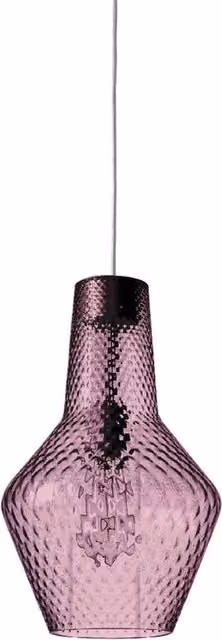 Zafferano Lampada a sospensione, vetro soffiato e metallo, ø 250x3180 mm, 1x E27 da 70 Watt, IP20, struttura grigia, vetro ametista