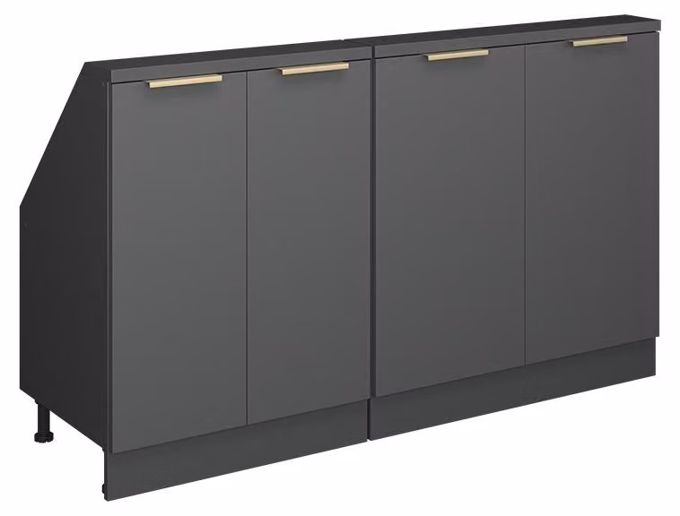 Mobile cucina sottotetto Vicco R-Line Antracite-oro 140 cm Set di 2, Model 60605