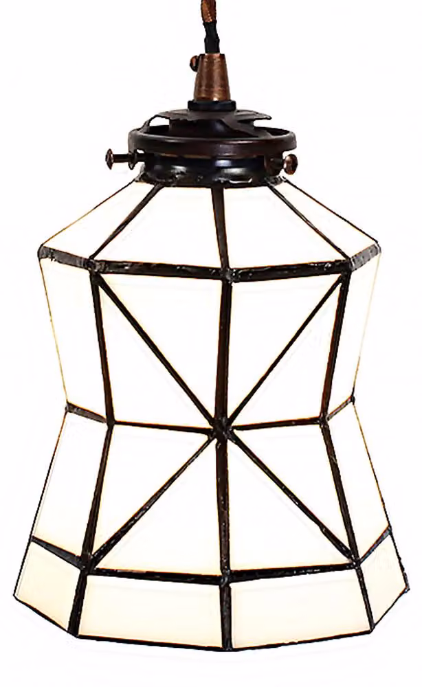 Clayre & Eef lampada a sospensione Tiffany Ø 15x115 cm vetro bianco marrone