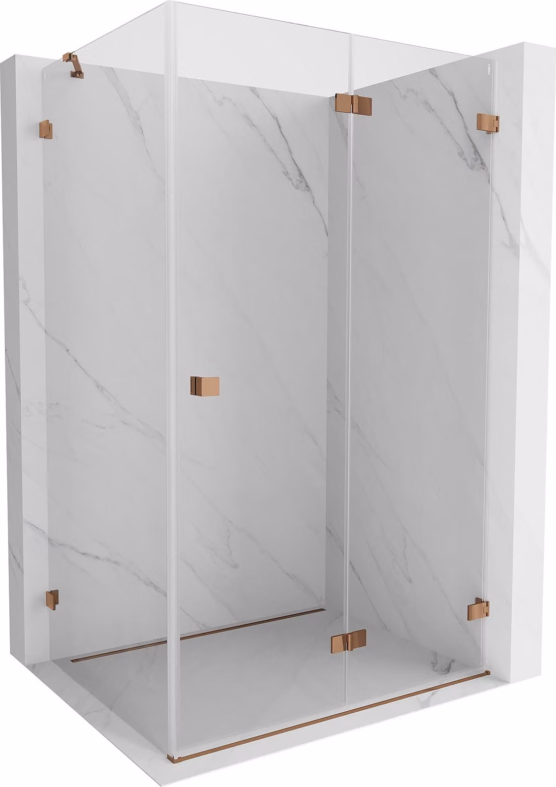 Mexen Lunar-F cabina doccia pieghevole destra 85 x 80 cm, trasparente, oro rosa- 836-085-080-60-00-P