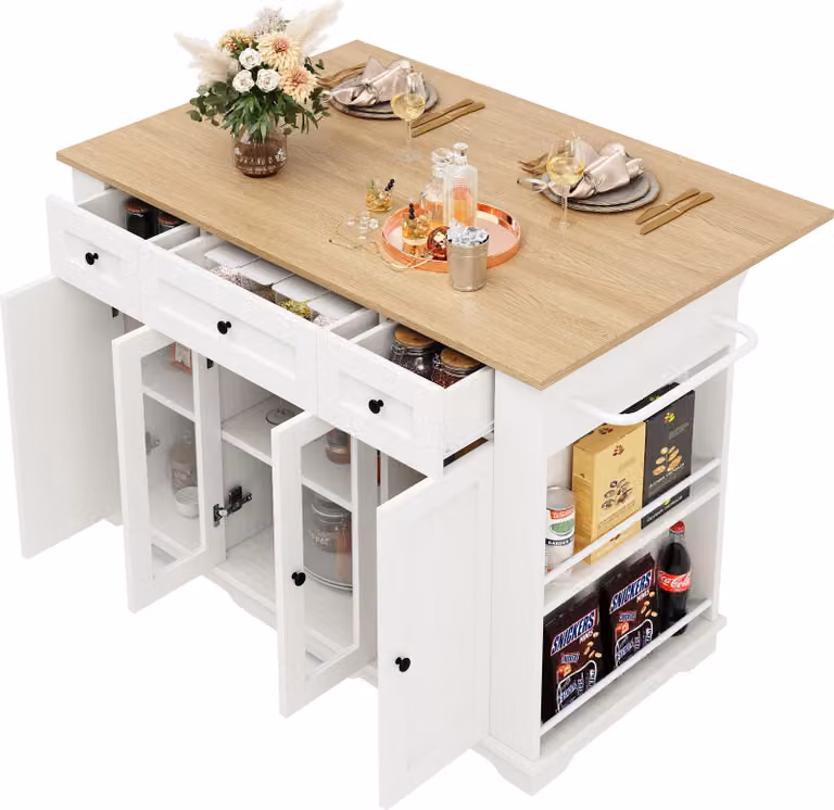Isola da cucina, pareti divisorie amovibili, mobile da cucina, carrello sala da pranzo con piano di lavoro, mobile buffet, carrello sala da pranzo con venature del legno, mobile buffet