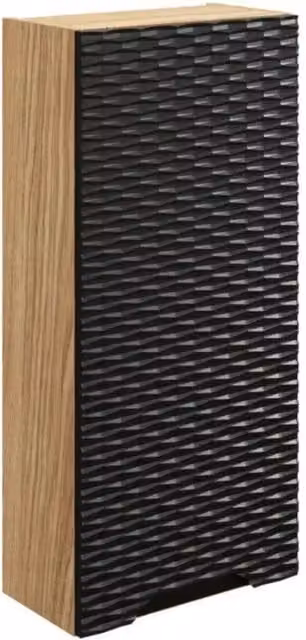 Mobile da parete YOKA - 1 anta - Rovere chiaro e nero - L35 × P19 × H75 cm - Da appendere