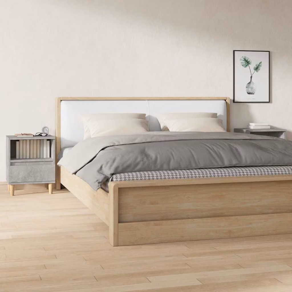 Set di 2 comodini moderni vidaXL in legno e MDF, colore grigio opaco, L 40 cm x P 35 cm x H 50 cm