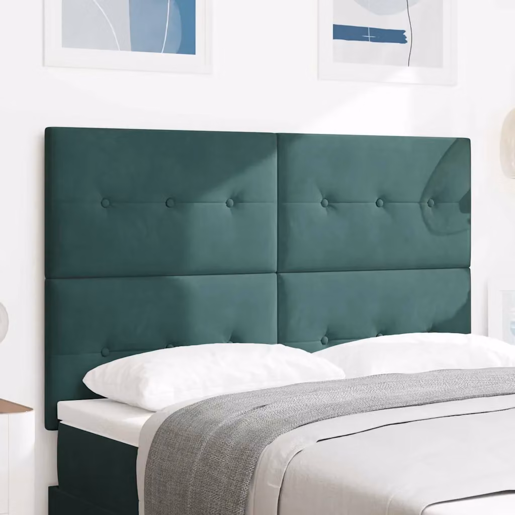 Testiera per letto con illuminazione LED vidaXL in velluto verde, Larghezza: 144 cm