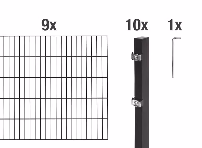 Recinzione a doppia barra Alberts 627973, set completo da 20 elementi, nero opaco, altezza 120 cm, lunghezza 18 m