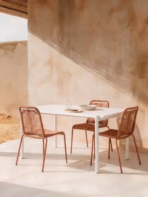 Tavolo da giardino rettangolare Elsa Kenay Home in cemento grigio e bianco