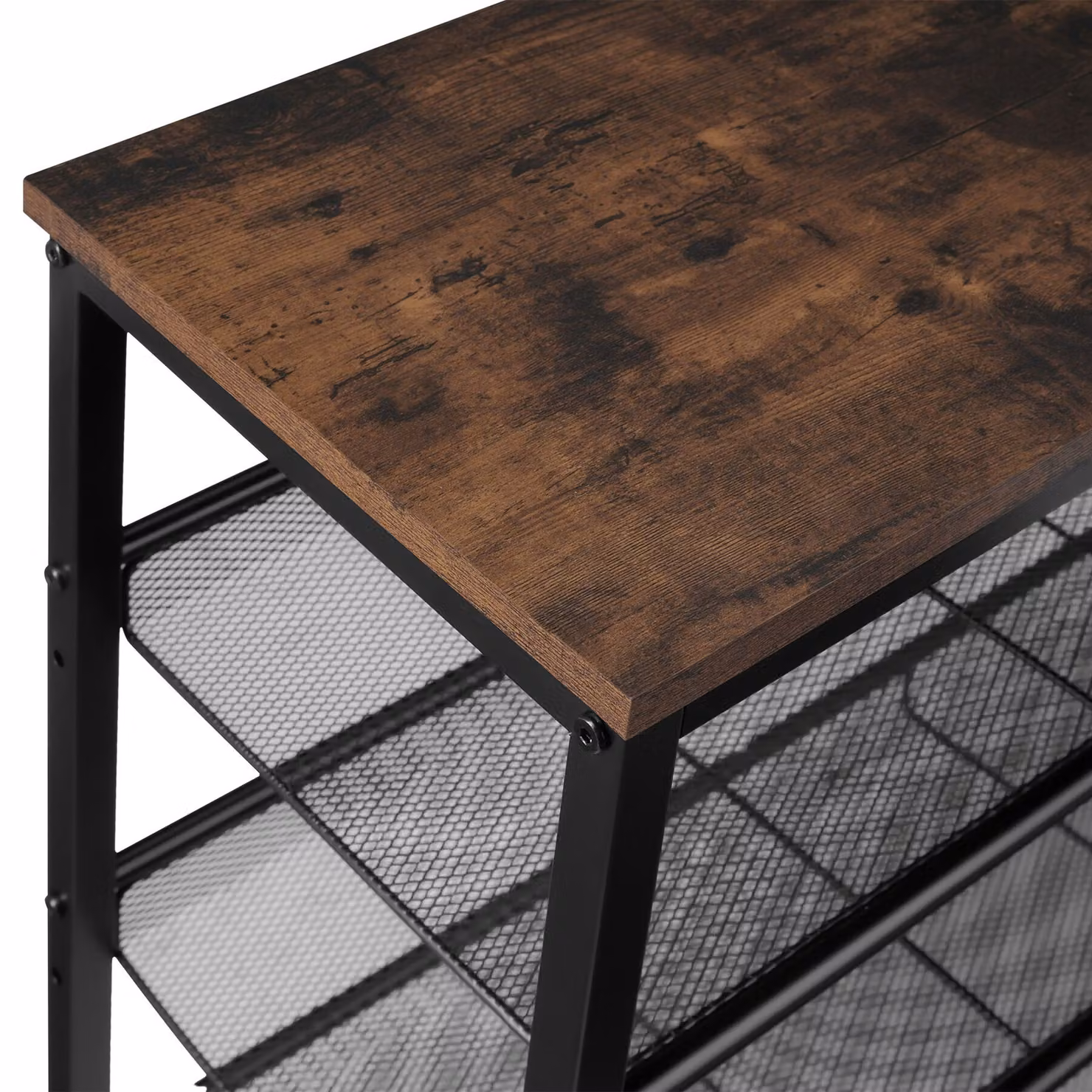 Scarpiera Wolverhampton Tectake in stile industriale color marrone con ripiani interni L: 75,5 cm, P: 30,5 cm, H: 69,5 cm – 1