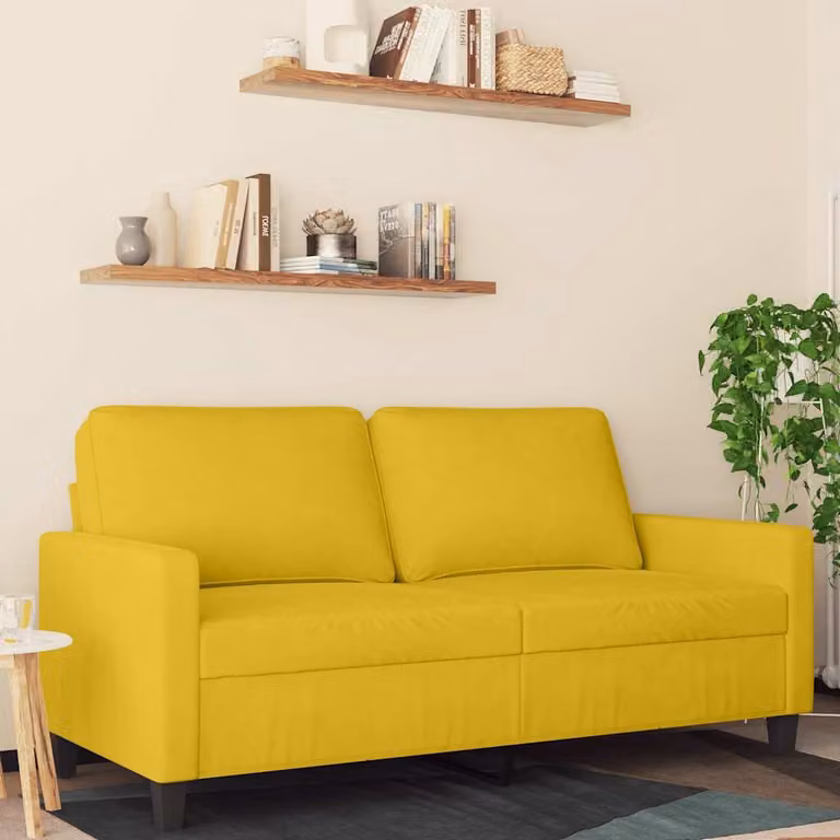 Divano a 2 posti moderno vidaXL in velluto giallo con struttura in metallo per il tuo soggiorno
