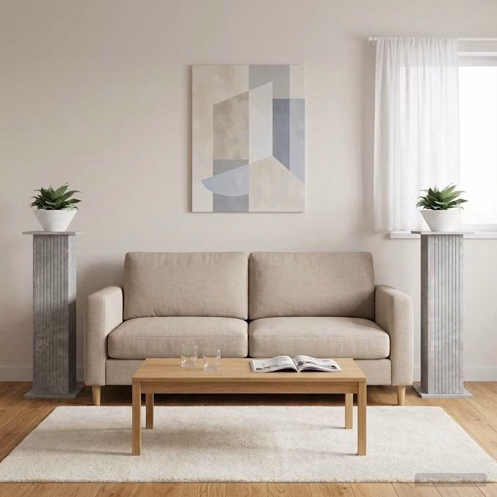 Set di 2 supporti per piante moderni vidaXL in colore grigio cemento, L/P/H: 30,5 x 30 x 100,5 cm