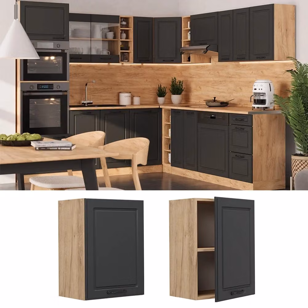 Pensile da cucina Vicco R-Line Antracite e Rovere con ante a battente L/P/H: 45 x 31 x 60 cm – 2