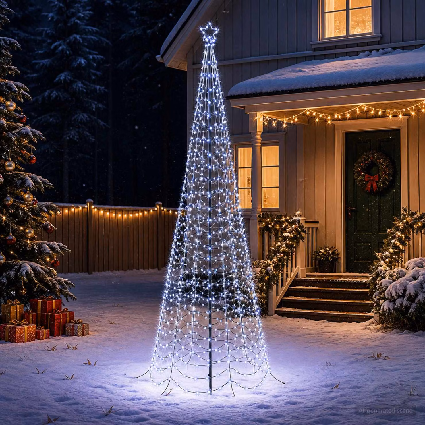 vidaXL Albero di Natale a spirale LED con picchetto EKENAS 300 cm
