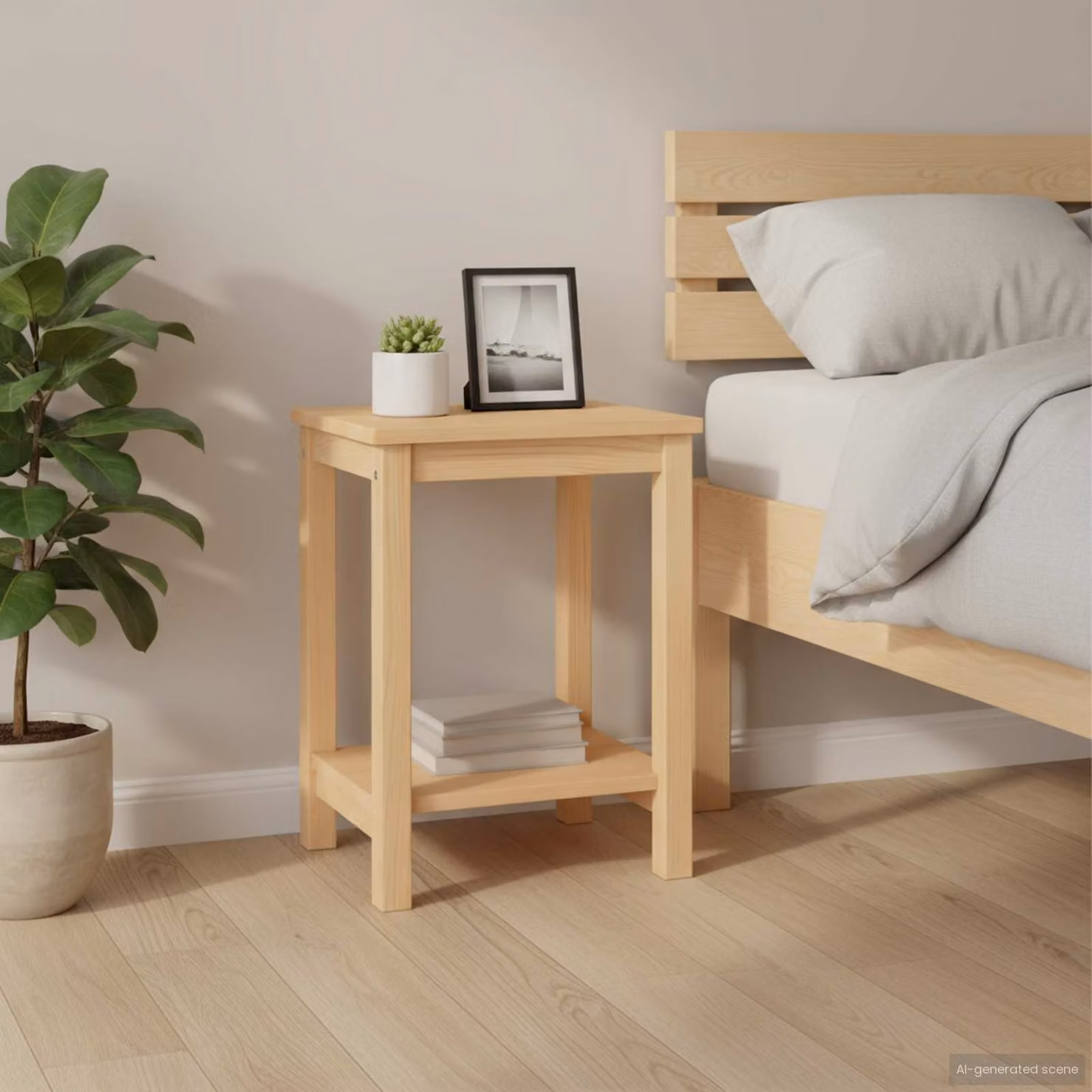 vidaXL Comodino in Legno Massello di Pino Naturale L: 35 cm, P: 30 cm, H: 47 cm