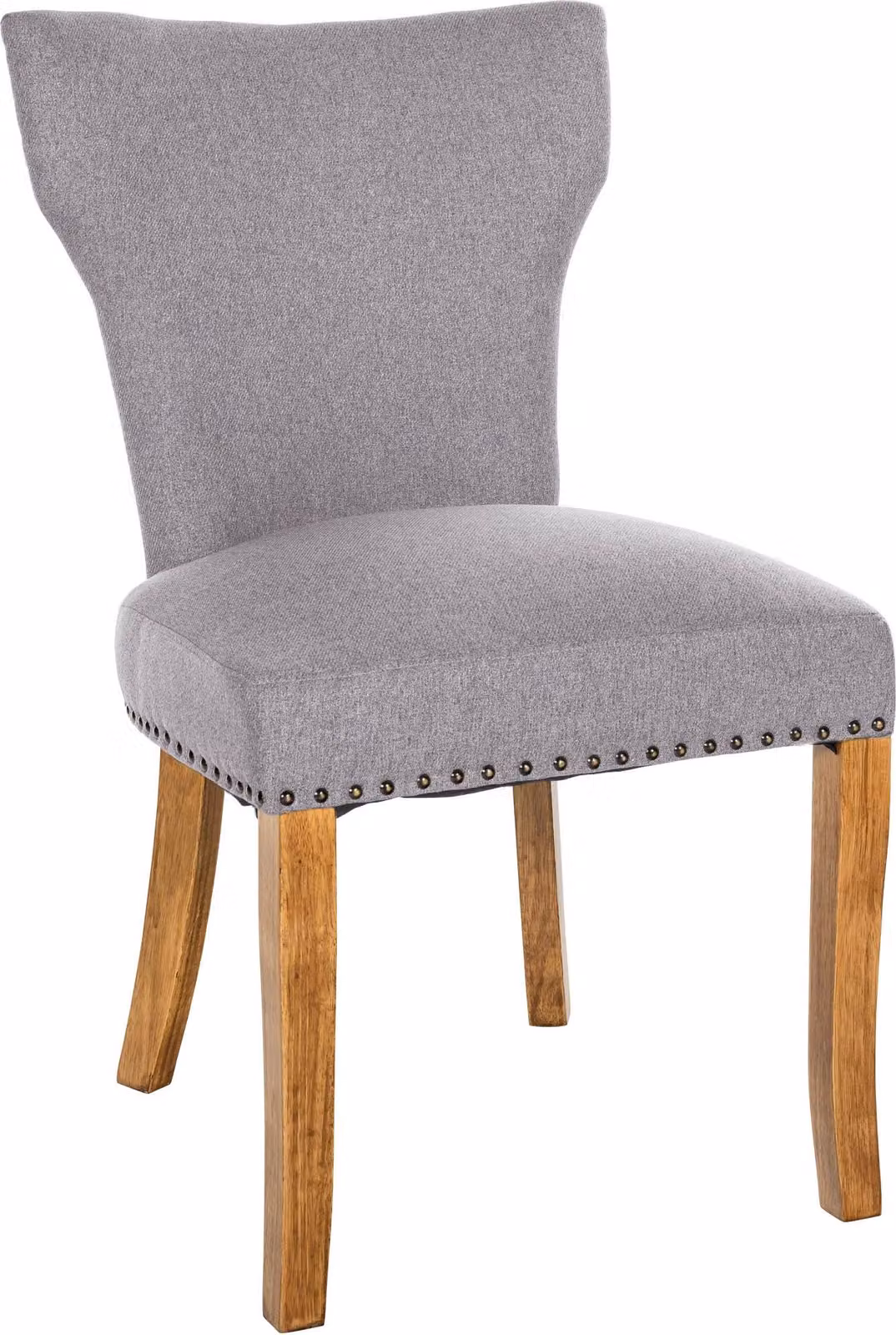 Sedia da pranzo CLP Zadar, rivestimento in tessuto grigio, struttura color legno chiaro anticato