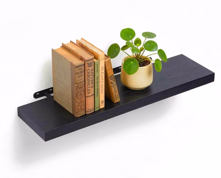 Omgoods - Scaffale da parete in legno effetto legno e metallo, 4 pezzi, dimensioni 100 x 23 cm ciascuno