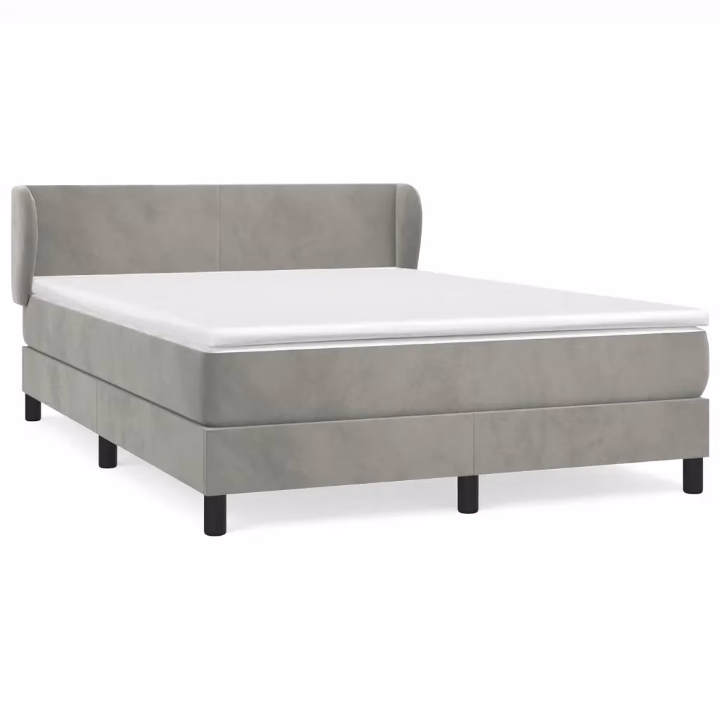 vidaXL Giroletto a Molle con Materasso Ibrido in Velluto Grigio Chiaro L/P/H: 140 x 190 x 88 cm – 2