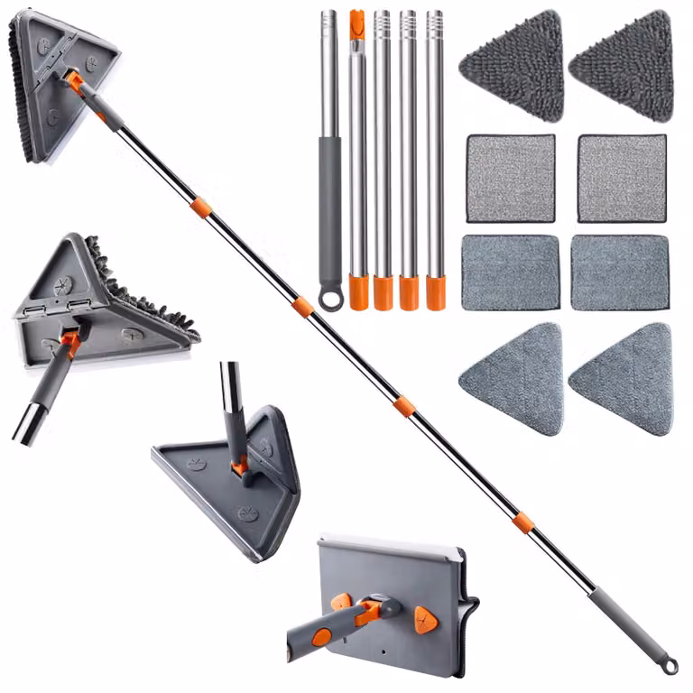 Kit per la pulizia, estensibile fino a 193 cm, con 8 spugne, ideale per piastrelle e pareti