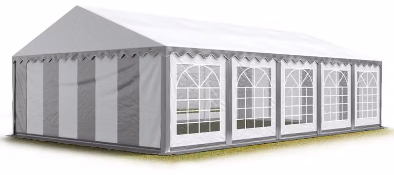 TOOLPORT Tendone per feste 4x10 m PVC grigio-bianco 100% impermeabile Tendone da esterno Tenda party