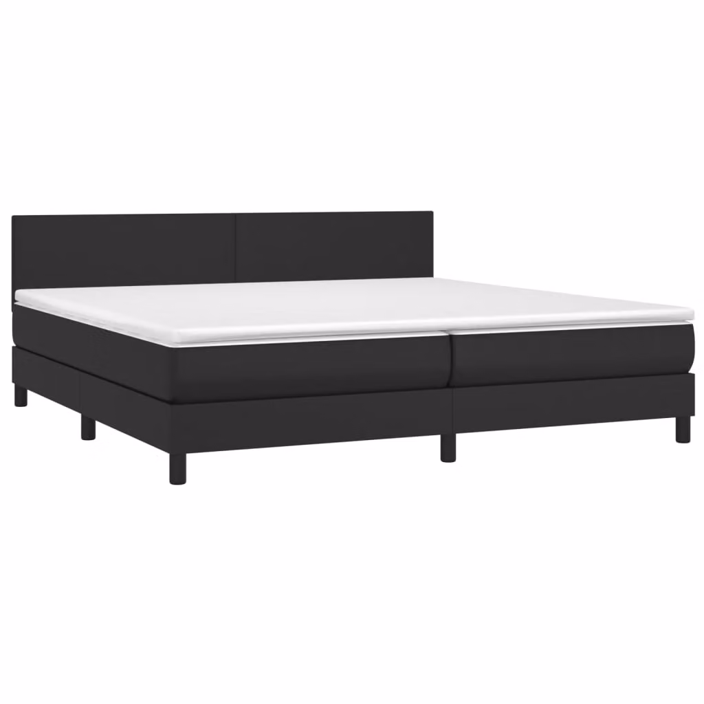 Giroletto a Molle con Materasso Nero 200x200 cm in Pelle finta
