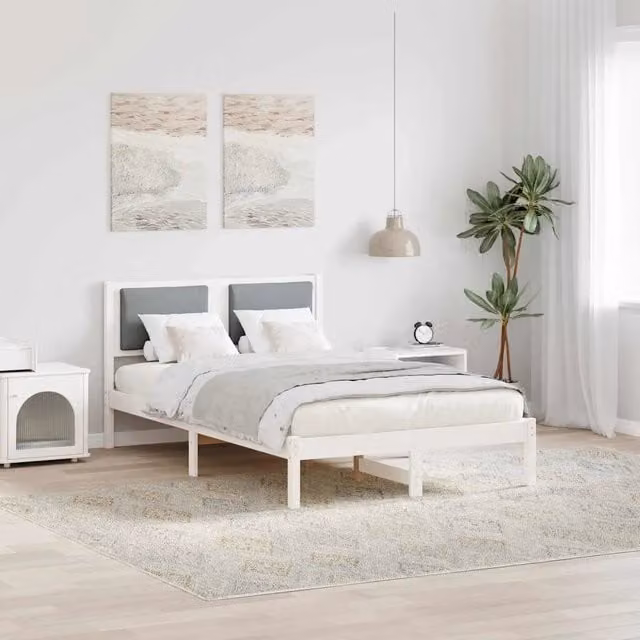 Struttura del letto-Giroletto Grigio chiaro 120 x 200 cm Pino massello 496271