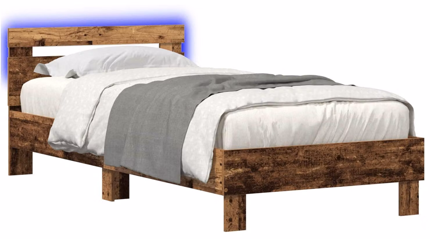 Letto con LED Legno antico 80 x 200 cm Legno ingegnerizzato