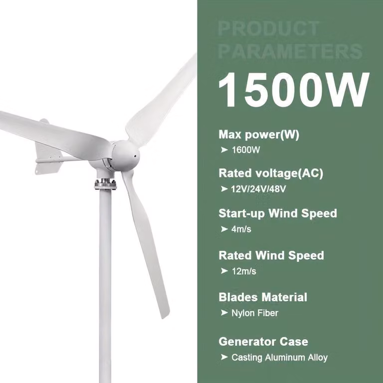 Generatore eolico - Turbina eolica - Generatore di energia eolica - Aerogeneratore - Generatore di corrente - Potenza: 1500W