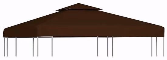 Tenda da festa con tetto di ricambio - 3 x 3 metri - Marrone - A due strati (doppio tetto) - Leggera - Impermeabile con rivestimento in PVC - Fissaggio con nastro adesivo incluso