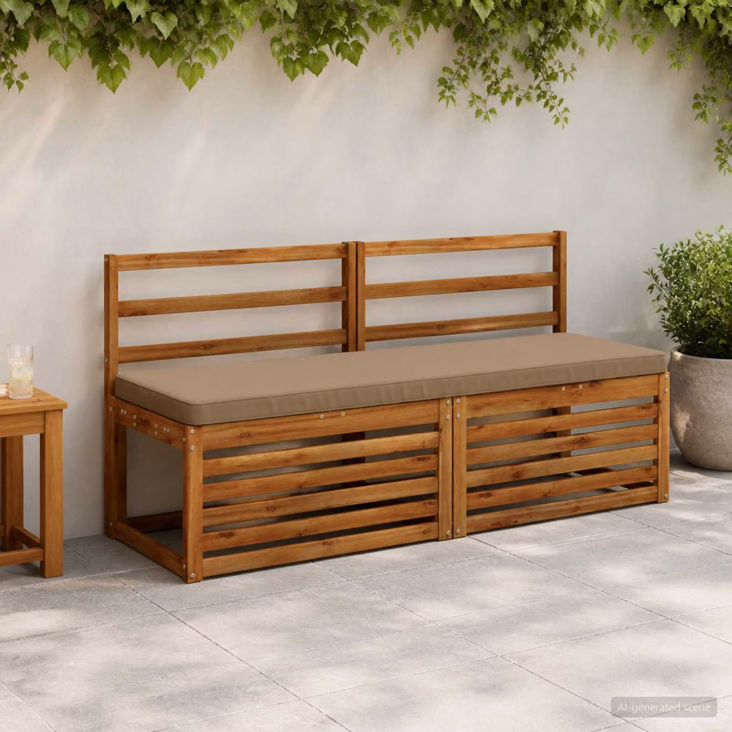Cuscino per Panchina vidaXL VUGHT in Poliestere con Rivestimento Rimovibile e Resistente ai Raggi UV, Colore Tortora/Grigio/Beige