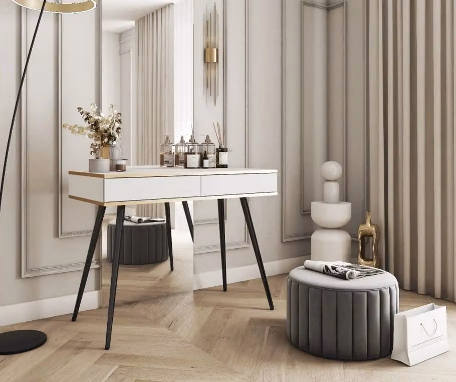Consolle JENY 1 - bianco / oro / nero